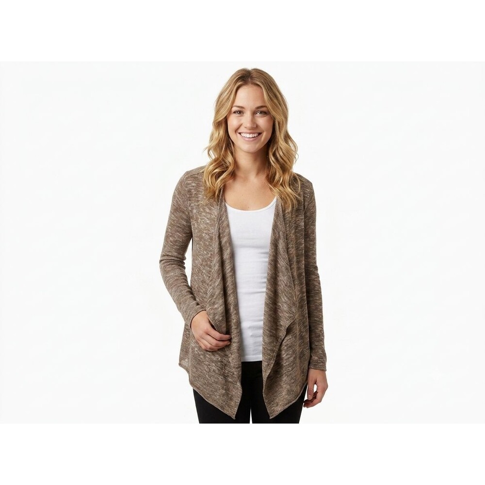 Volcom Go Go Go Wrap Cardigan Sweater M Brown Knit  Open Front Asymmetrical EUC